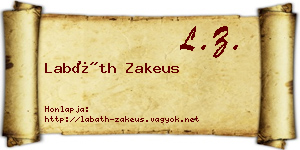 Labáth Zakeus névjegykártya